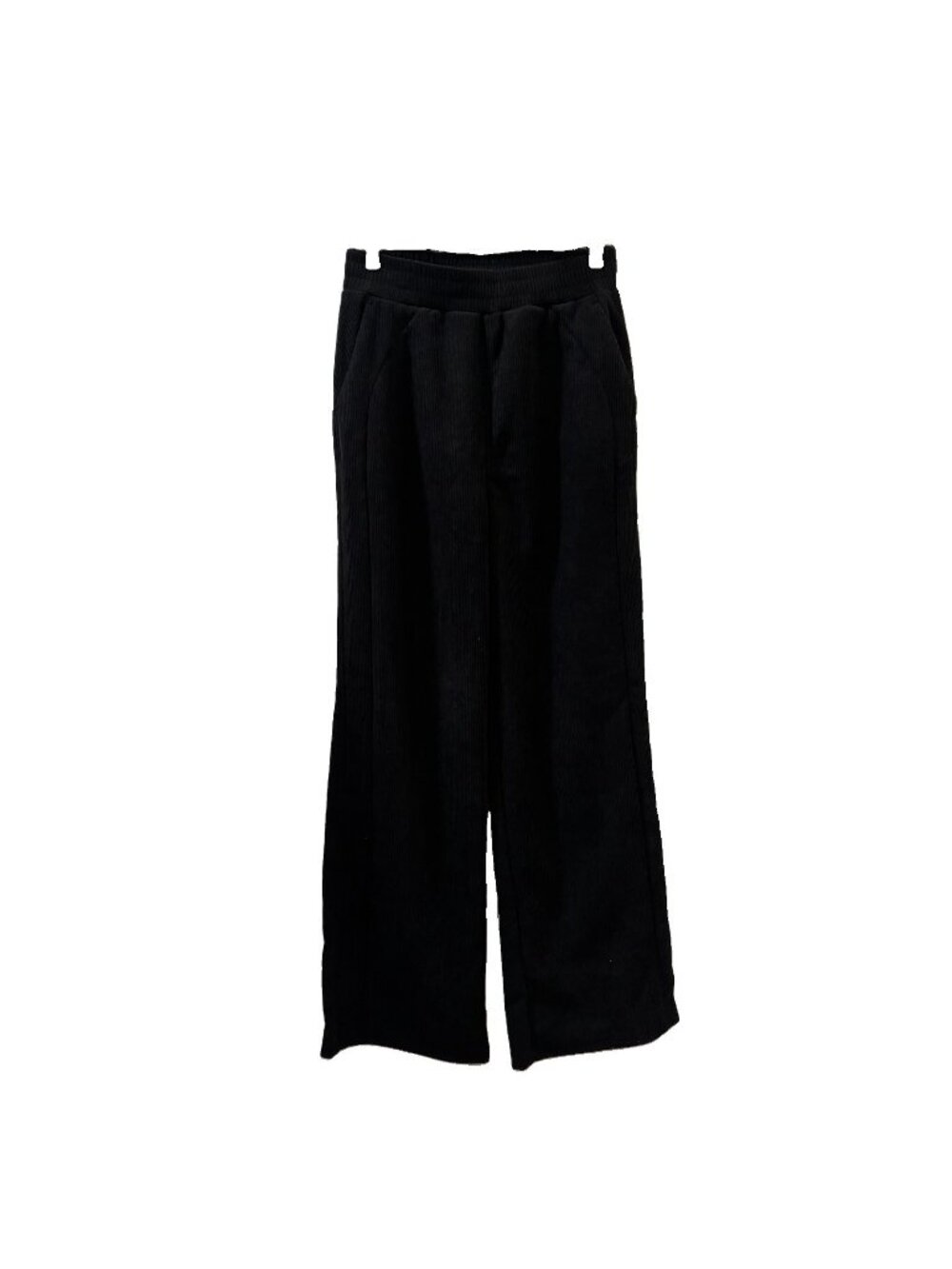Halará Corduroy Wide Leg Pull On Pants Black Women Small tall Pleated Pockets